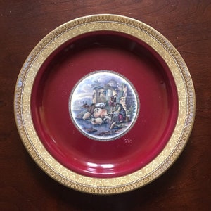 Antique Prattware Plate &quot;The Rustic Laundrywoman&quot; Staffordshire Transferware Pratt 123 Fenton