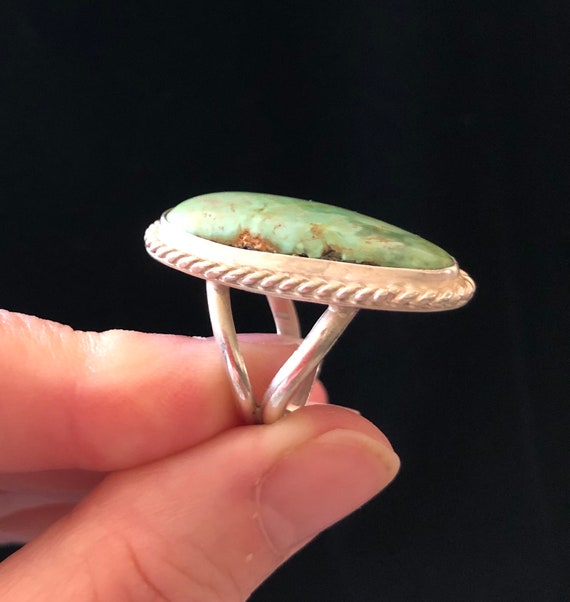 Turquoise Statement Ring Silver Bezel Setting Spl… - image 8