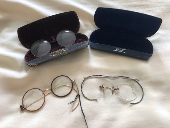 Small Collection of Antique Eyeglass Parts and Ca… - image 2