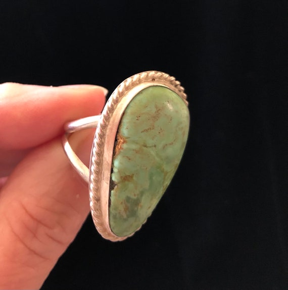 Turquoise Statement Ring Silver Bezel Setting Spl… - image 7