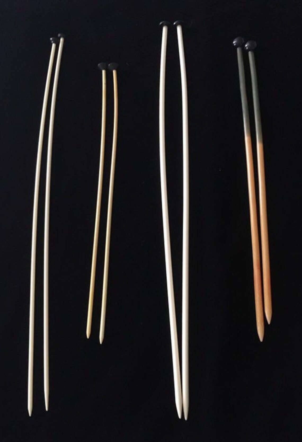 Antique Celluloid Knitting Needles 4 Pairs 1930s American Handicrafts