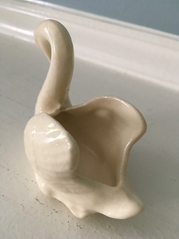 Vintage Ceramic Swan Ring Trinket Holder Mid-Cent… - image 5