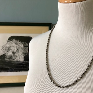 Vintage Silver-Tone Twisted Rope Chain Necklace