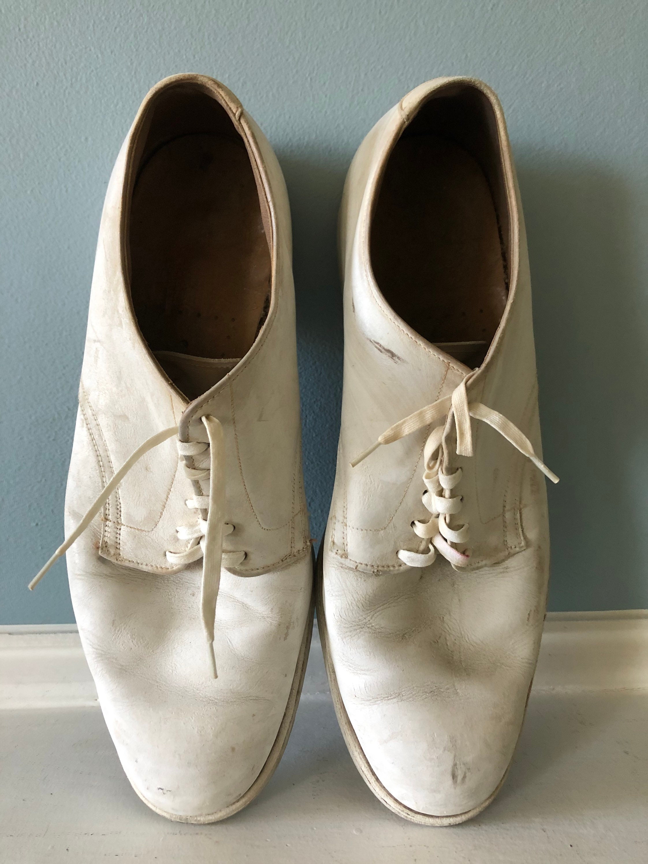 Vintage U.S. Naval Officer Dress White Buckskin Oxford Shoes Vintage U.S. Naval Officer Dress White Buckskin Oxford Shoes