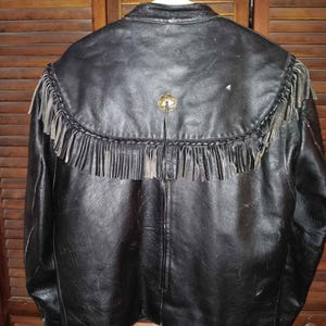 Vintage Highway Heavy Leather Short Fringe Mens Biker Jacket Size 42 - Deltona, FL image 8