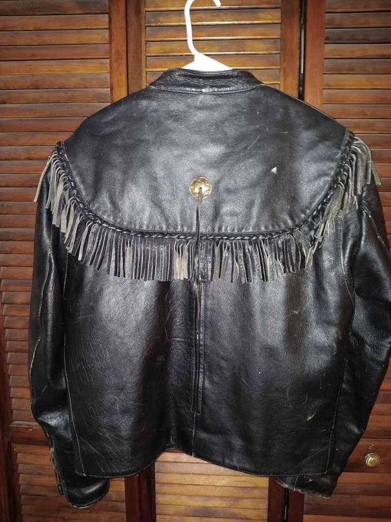 Vintage Highway Heavy Leather Short Fringe Mens Biker Jacket Size 42 - Deltona, FL image 8
