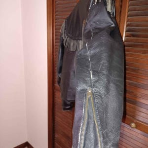Vintage Highway Heavy Leather Short Fringe Mens Biker Jacket Size 42 - Deltona, FL image 10