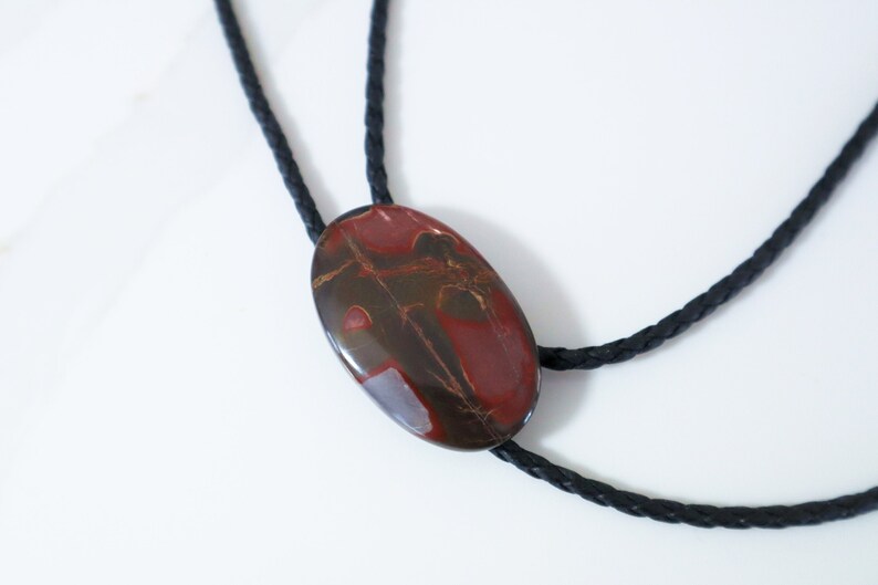 Cherry Creek Jasper bolo tie with vegan leather cord