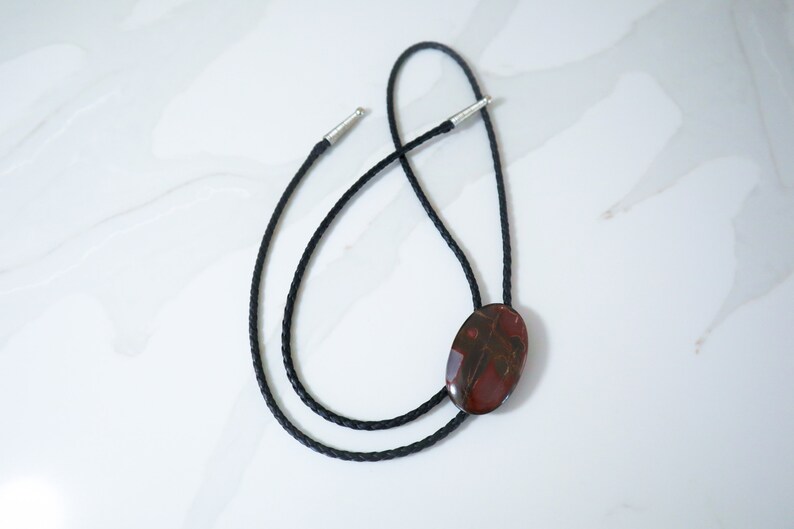 Cherry Creek Jasper bolo tie with vegan leather cord
