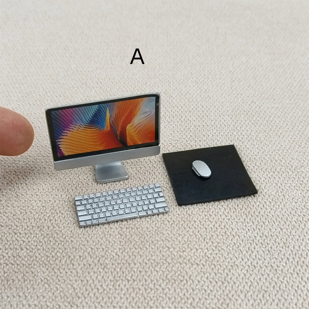 Miniature Toys Dollhouse Desktop Computer Keyboard Mouse Mouse Pad Gift ...