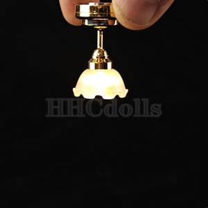 miniature light frosted lampshade dollhouse Small chandelier 1/12 scale decortion diy toys gift LED can light up