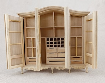 Miniature Dollhouse 1:12 Scale wooden unfinished Wardrobe/for haberdashery