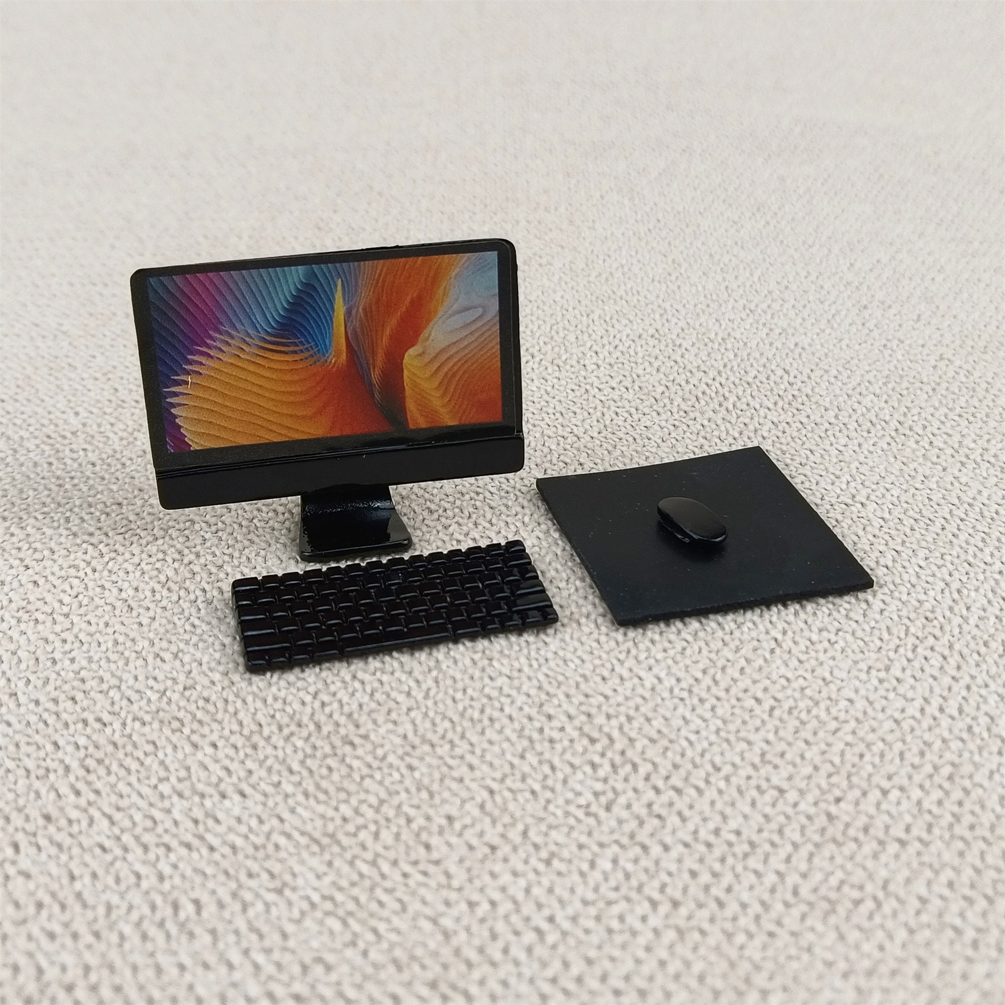 Miniature Toys Dollhouse Desktop Computer Keyboard Mouse Mouse Pad Gift ...
