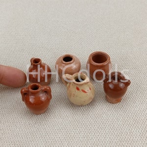Spielzeug DIY Puppenhaus 1:12 Maßstab Miniature Porzellan Modell halb Glasur raue Keramik Daumen Vase