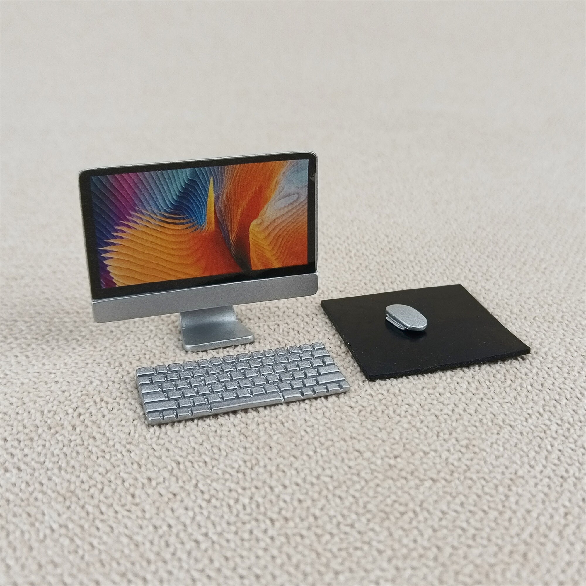 Miniature Toys Dollhouse Desktop Computer Keyboard Mouse Mouse Pad Gift ...