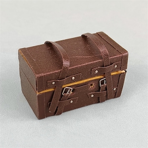 Miniatur Spielzeug Puppenhaus Koffer Gepäck Box Koffer für 1:12 Vintage Leder Gürtel