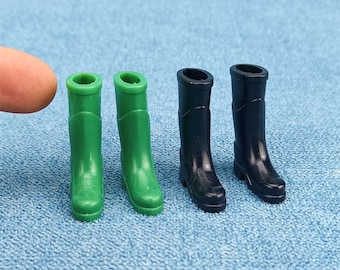 Miniature Green Rubber Boots, Dollhouse Miniature, 1:12 Scale, Wellies ...