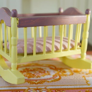 1/12 Dollhouse Furniture Baby Room Cradle Hand Craved Real Wood Exquisite Fine