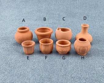 Miniature Coarse pottery flowerpot vase Toys Dollhouse Home Decor Gift 1:12 model