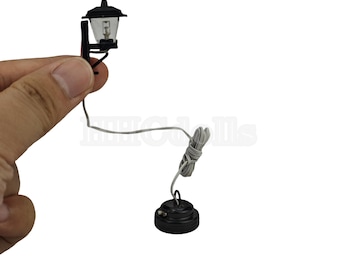 Zwarte miniatuur wandlamp poppenhuis: led-decoratie schaal 1/12