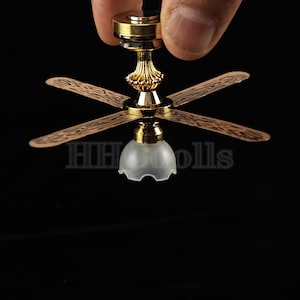Miniatur Restaurant Fan Licht Puppenhaus 1/12 decortion diy Spielzeug Geschenk LED kann leuchten