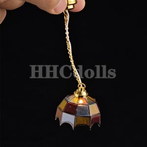 miniature light dollhouse vintage pendant lamp 1/12 scale decortion toys gift LED can  light up