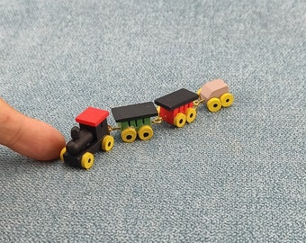 dollhouse wooden small train model miniature 1/12 scale decortion diy toys gift