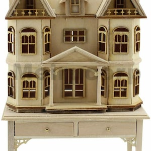 1/144 scale Miniature DollHouse House shape on 1/12 scale table Wooden unpainted