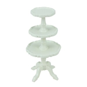 Fine 1/12 Scale Miniature Furniture Well Made Wooden white Cake Stand