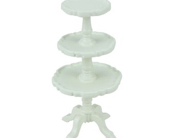 Fine 1/12 Scale Miniature Furniture Well Made Wooden white Cake Stand