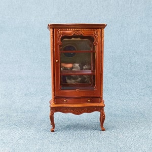 Miniature Dollhouse 1:12 Scale furniture wooden glass cabinet