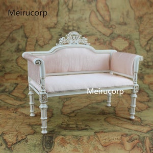 Doll Furniture 1:6 Scale Handmade Gilt Fabric Sofa Pink