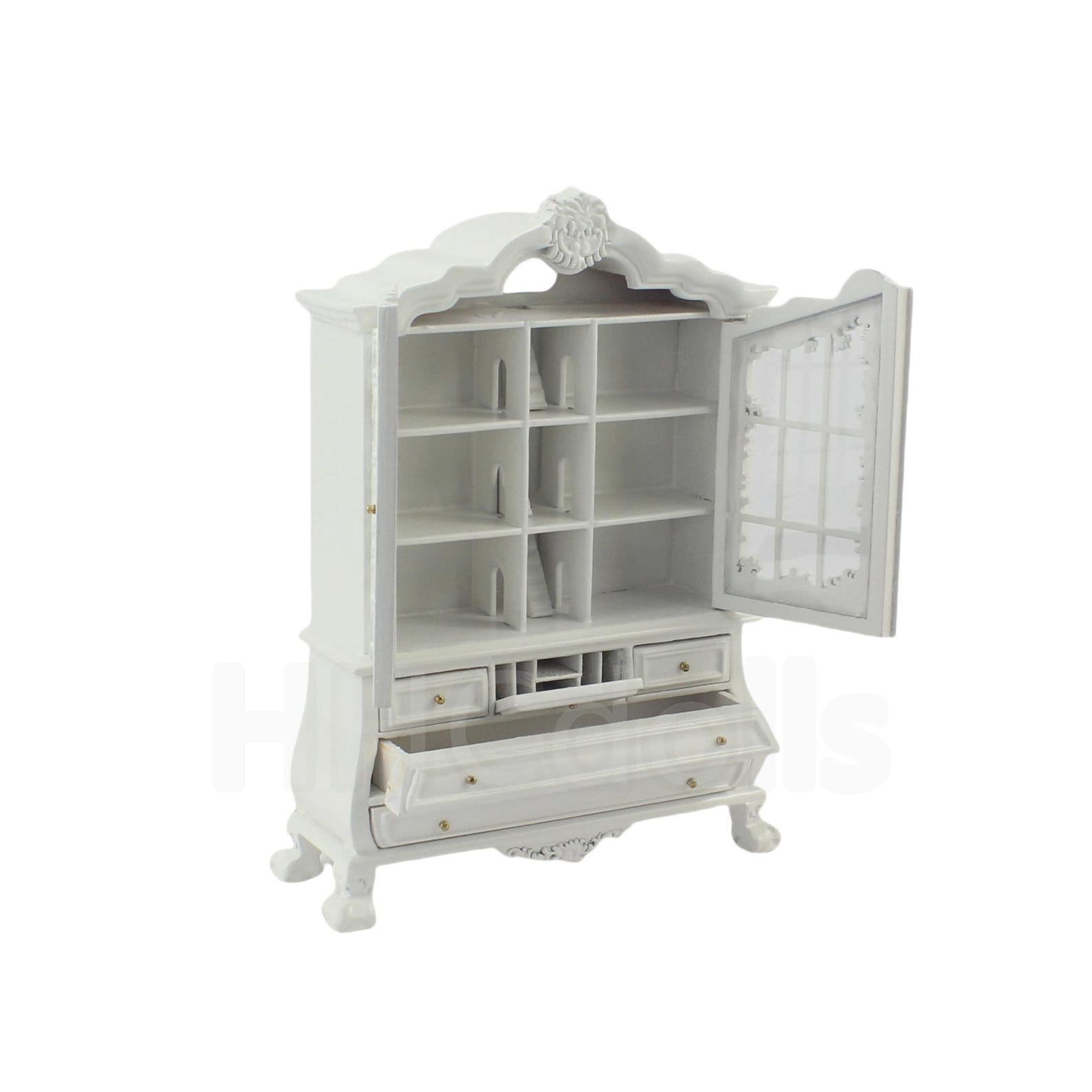 White Miniature Wooden Handmade Dollhouse 112 Scale Armoire/display