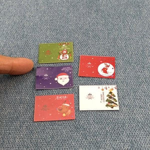Maison de poupée carte de voeux de Noël miniature 1/12 modèle à l'échelle 1/12 jouets à monter soi-même décoration 5 pièces