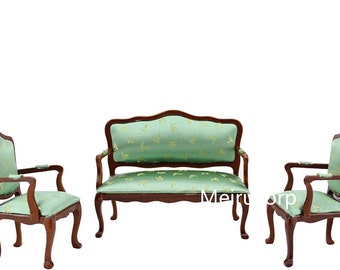 1/12 Scale Dollhouse Miniature Furniture Model Chair and Sofa Set
