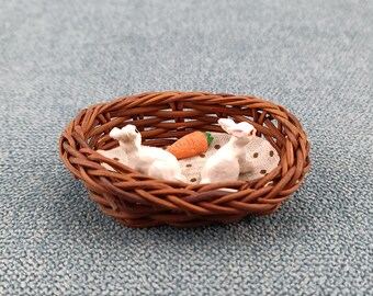 coniglio su pallone cm 2 miniatura per casa bambole