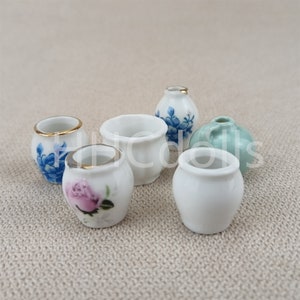 Spielzeug DIY Puppenhaus bemalte Porzellan Blumentopf / Vase 1:12 Miniatur Porzellanmodell