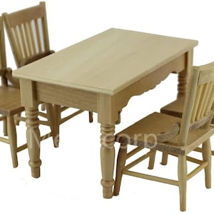 Ensemble de table à manger et 4 chaises miniatures pour maison de poupée à l&#39;échelle 1/12