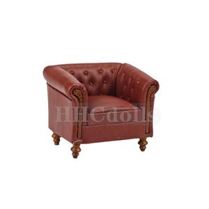 Dollhouse Living Room Furniture Red Sofa Wood Model Chair Exquisite 1/12 Armchair