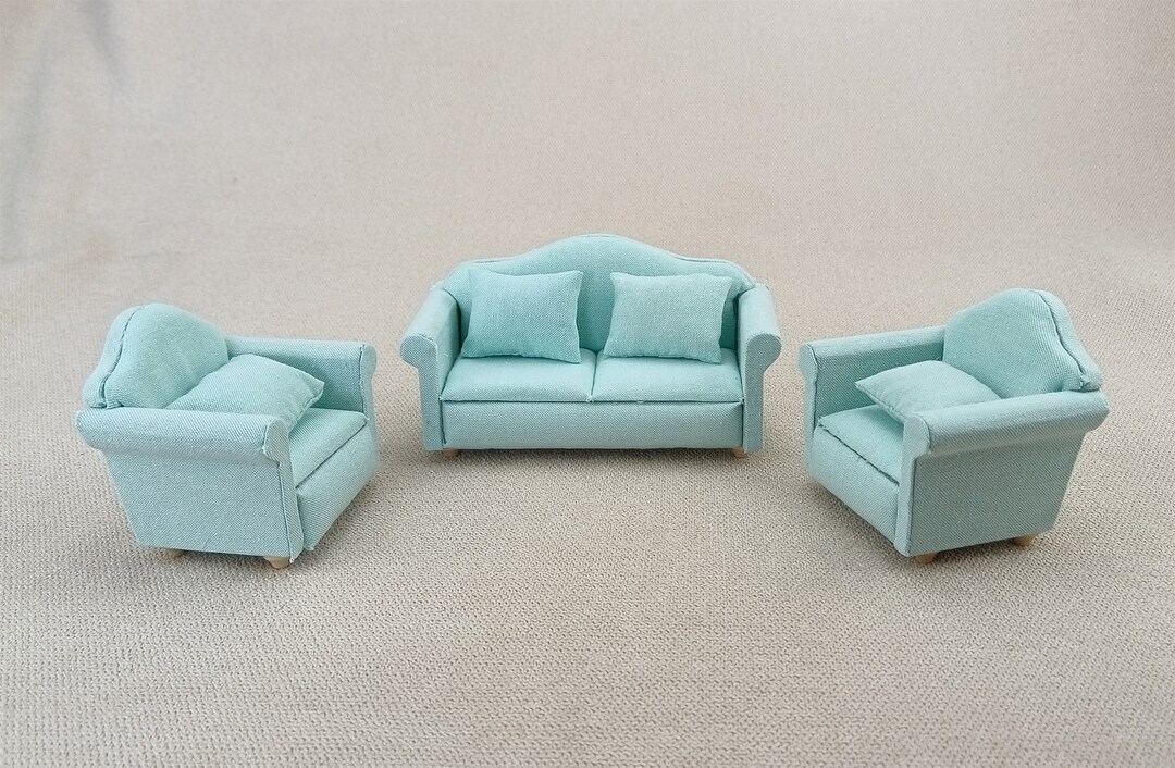 Odoria Mini Canapé 1/12 Échelle – Fauteuil Tissu Blanc Moderne Pour Maison De Poupée Salon/Chambre