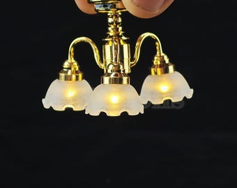 Miniature LED Chandelier: Dollhouse Luxury Lighting, 1/12 Scale