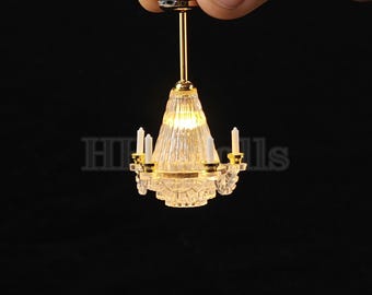 LED Dollhouse Chandelier: Miniature Luxury Lighting, 1/12 Scale