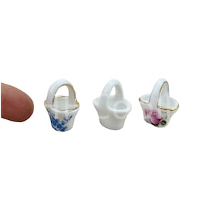 toy DIY Dollhouse 1:12 Scale Miniature Porcelain Model basket shaped ceramic decoration