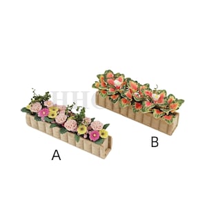 Puppenhaus 1:12 Miniatur Blumenbeet Outdoor Pflanzenmodell