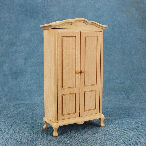 Bedroom Furniture Dollhouse miniature furniture 1/12 scale unpainted Wardrobe