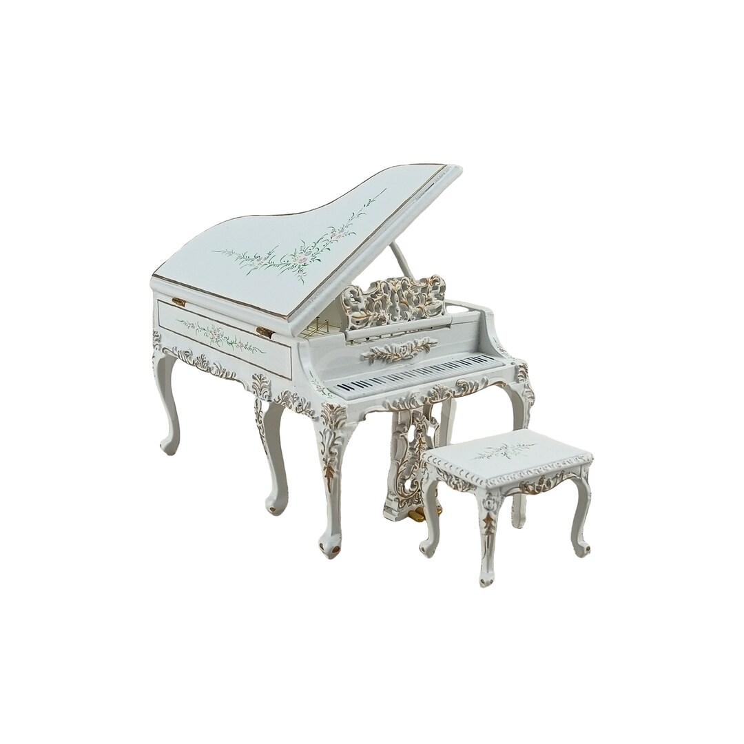 Miniature Dollhouse 1:12 Scale Musical Instrument Hand Painted White ...