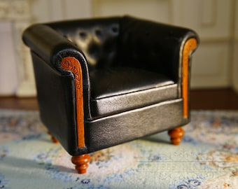 Dollhouse Living Room Furniture Sofa Wood Model Chair Exquisite 1/12 Armchair