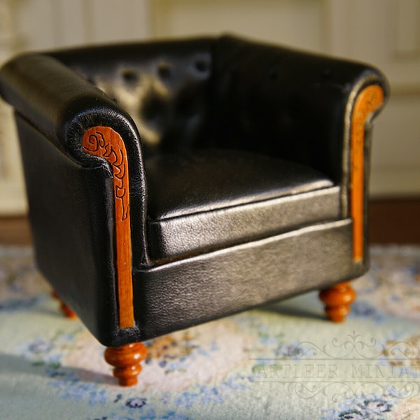 Meubles de salon pour maison de poupée, canapé, chaise, modèle en bois, fauteuil 1/12 exquis