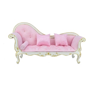 Doll Furniture Chaise couch 1:6 scale Furniture hand painted gold