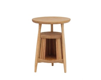 Miniature Cherry Wood Side Table: 1/6 Scale Dollhouse Decor